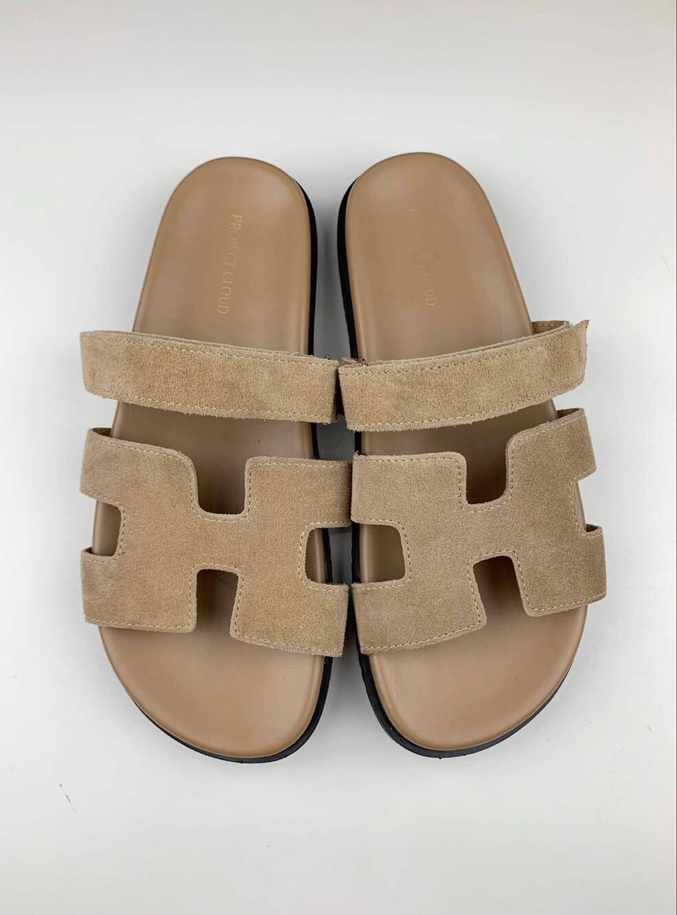 Project Cloud Mayvy Sandals Slip On Tan Suede H-Band Slides Comfort Women's 9